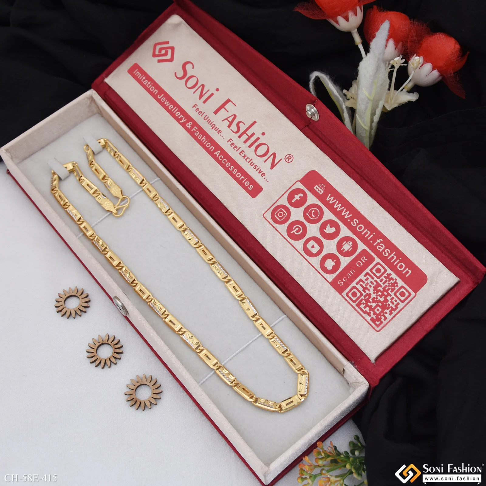 1 Gram Gold Plated Nawabi Chain for Men - Style E415 - Image 3