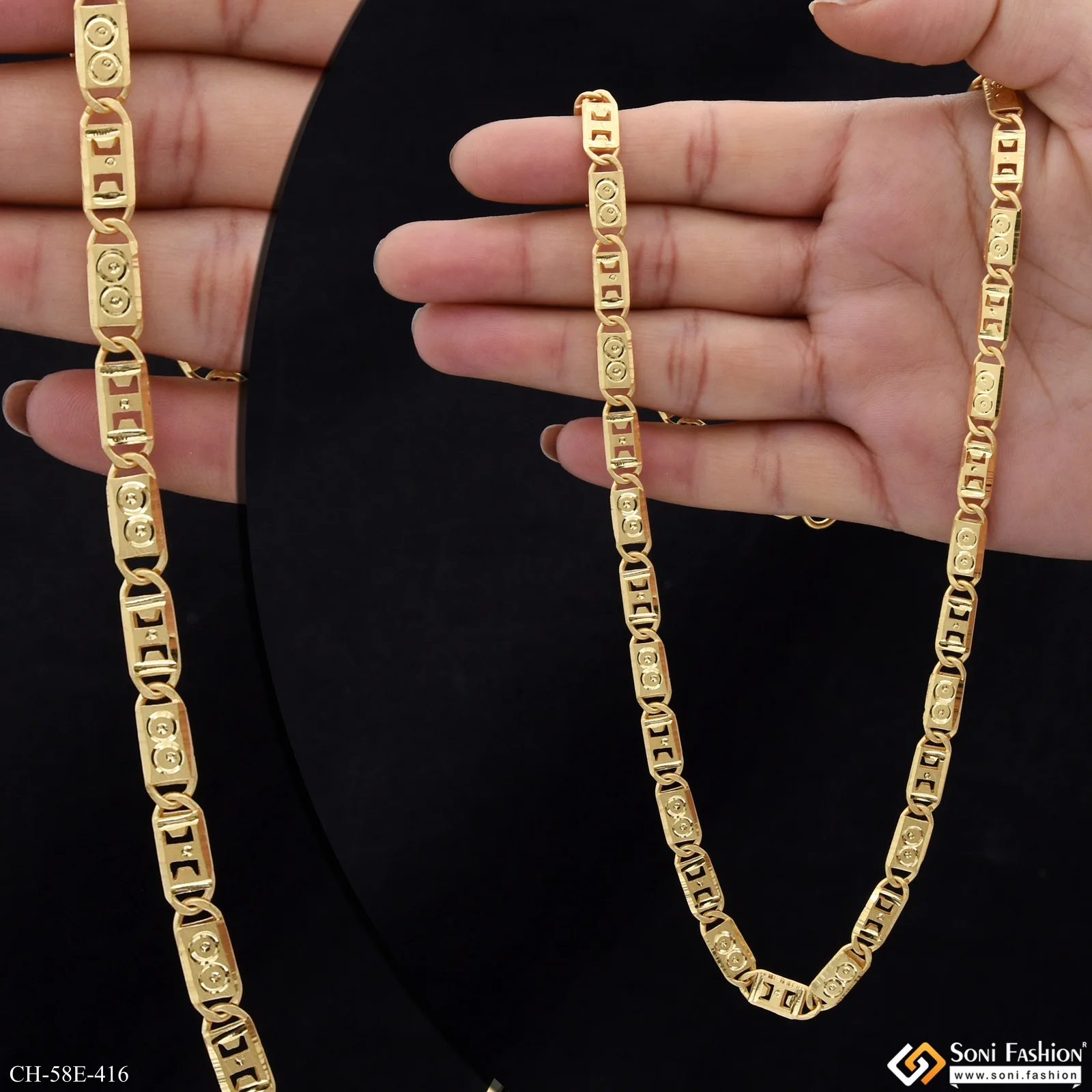 1 Gram Gold Plated Nawabi Chain for Men - Style E416 - Image 2