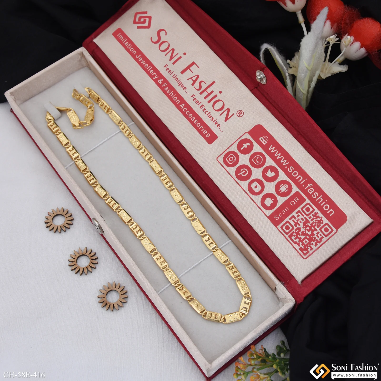 1 Gram Gold Plated Nawabi Chain for Men - Style E416 - Image 3