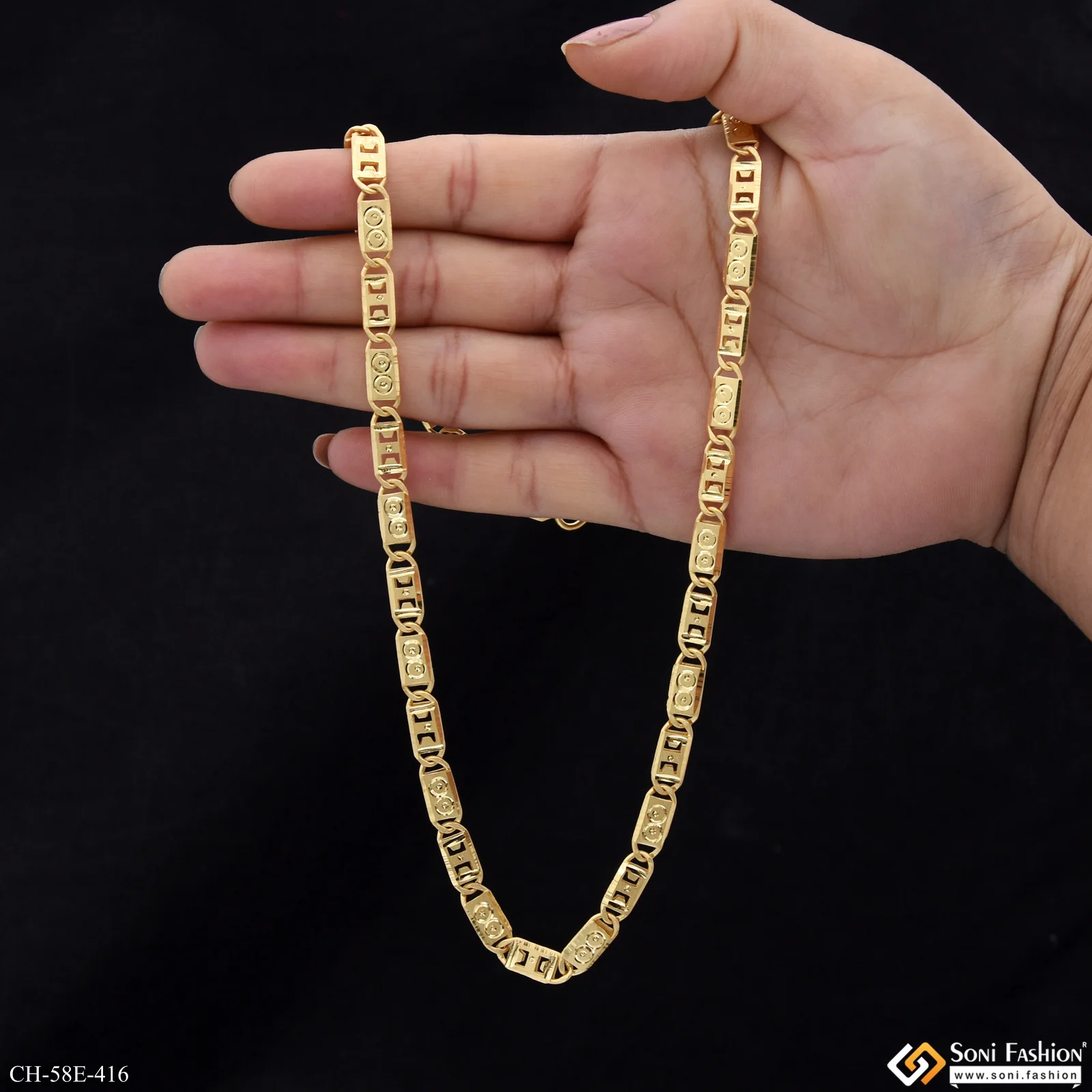 1 Gram Gold Plated Nawabi Chain for Men - Style E416 - Image 6