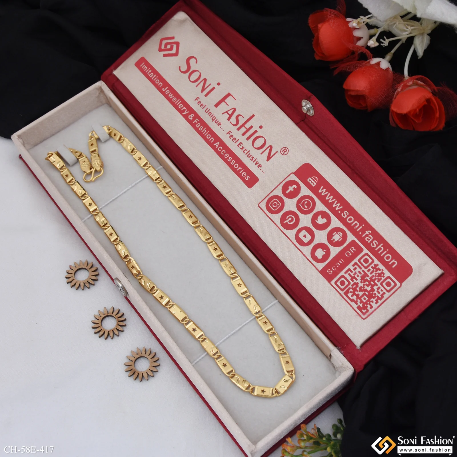 1 Gram Gold Plated Nawabi Chain for Men - Style E417 - Image 3