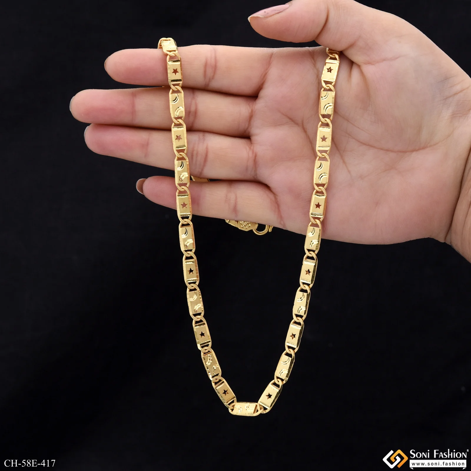 1 Gram Gold Plated Nawabi Chain for Men - Style E417 - Image 6