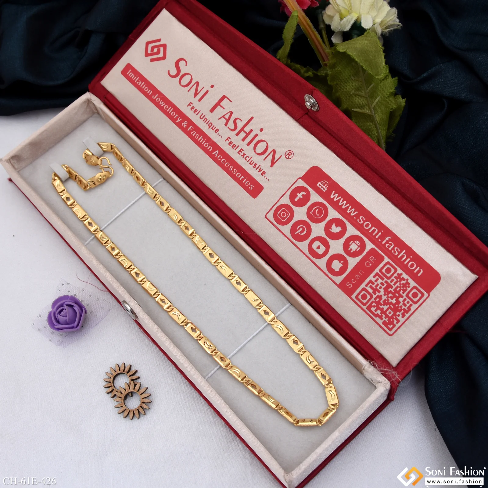 1 Gram Gold Plated Nawabi Chain for Men - Style E426 - Image 3