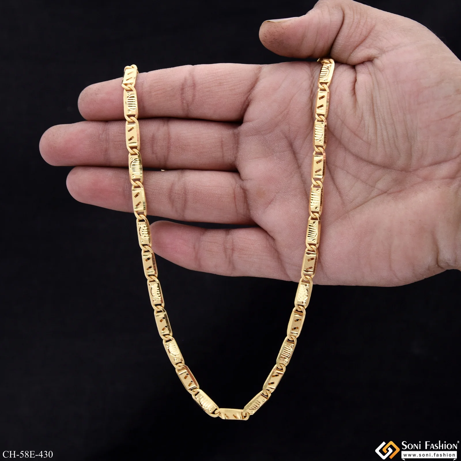 1 Gram Gold Plated Nawabi Chain for Men - Style E430 - Image 6