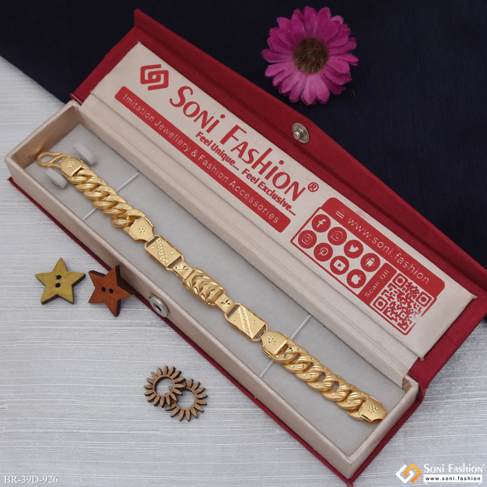 1 Gram Gold Plated Nawabi Pokal Bracelet for Men - Style D926 - Image 2