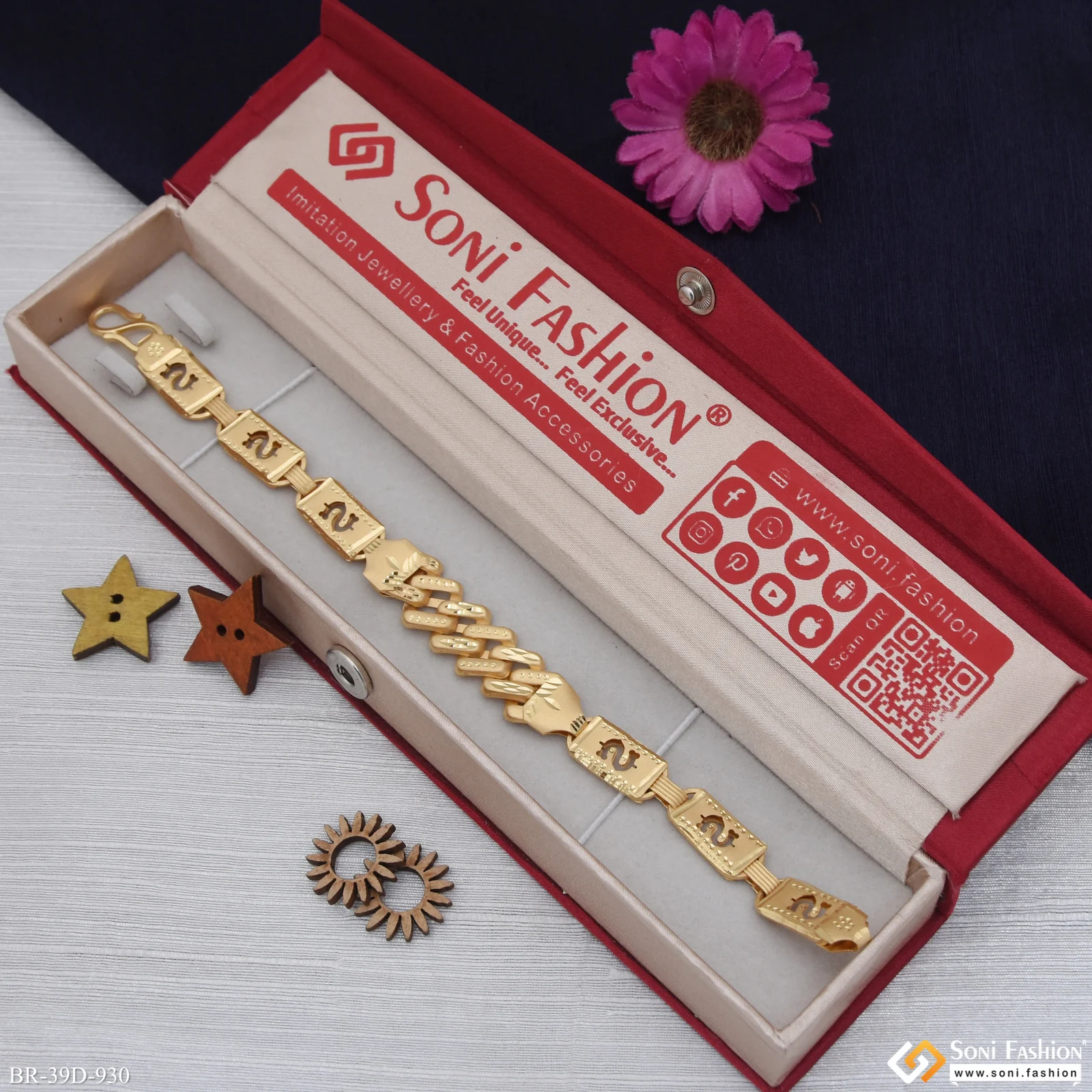1 Gram Gold Plated Nawabi Pokal Bracelet for Men - Style D930 - Image 2