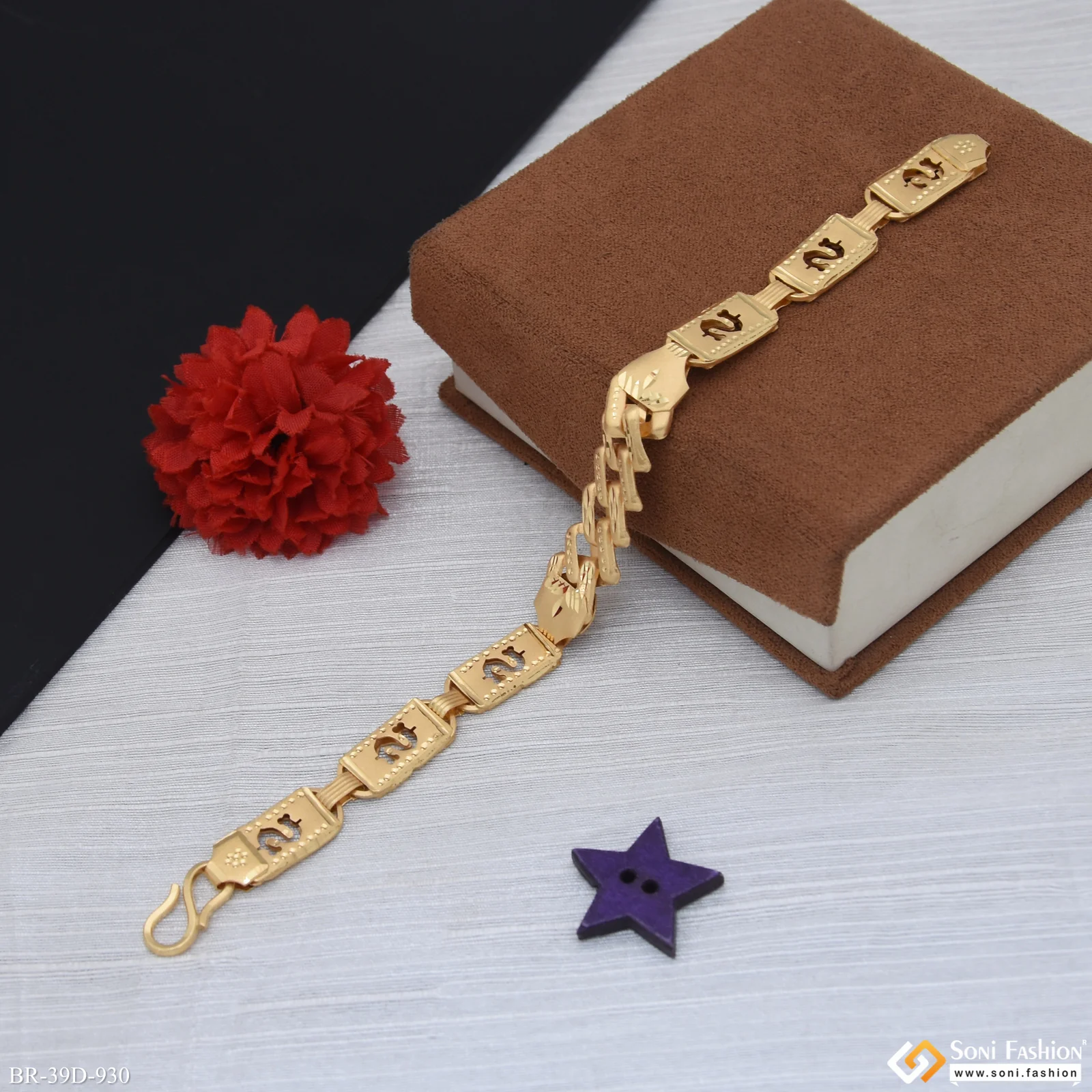 1 Gram Gold Plated Nawabi Pokal Bracelet for Men - Style D930 - Image 3