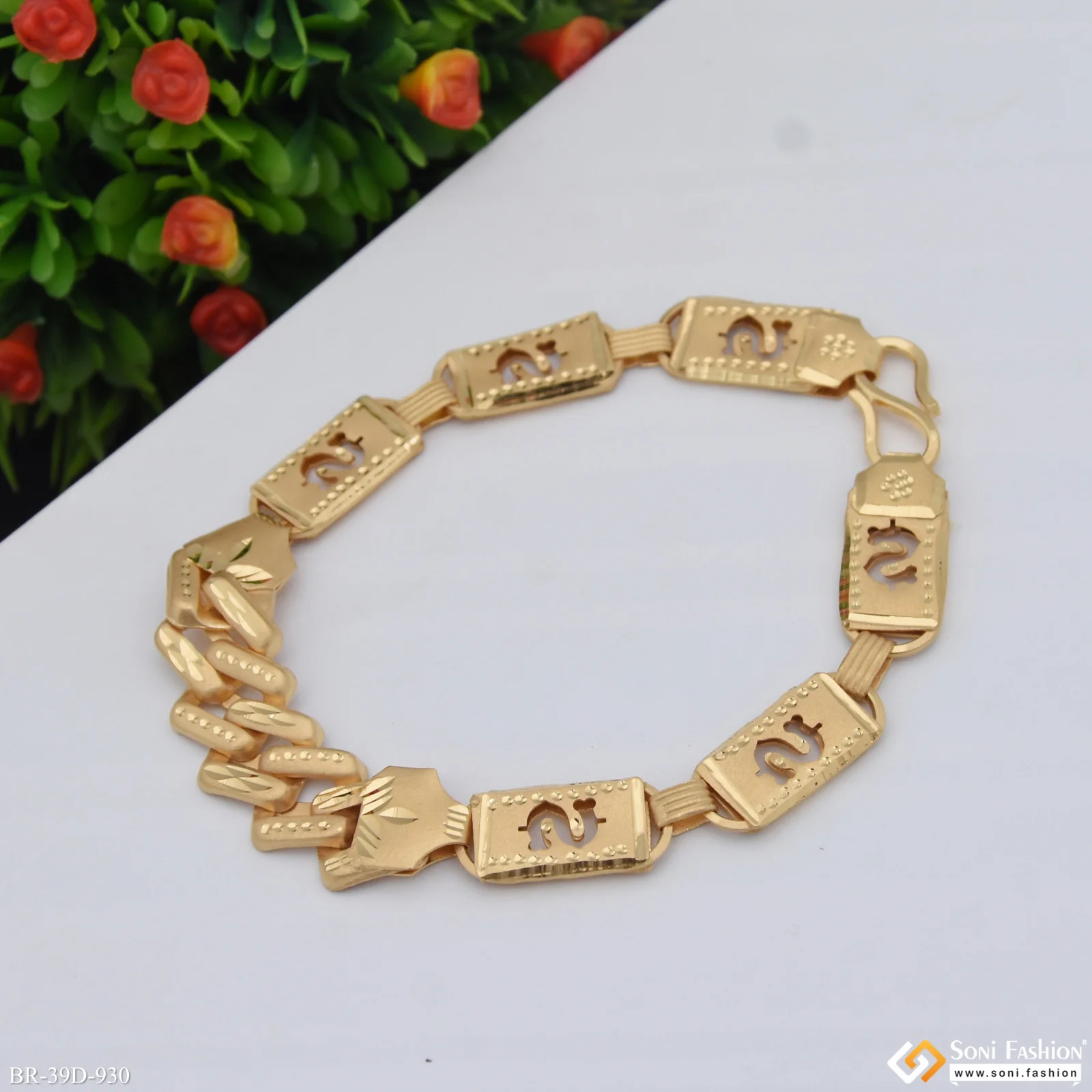 1 Gram Gold Plated Nawabi Pokal Bracelet for Men - Style D930 - Image 5