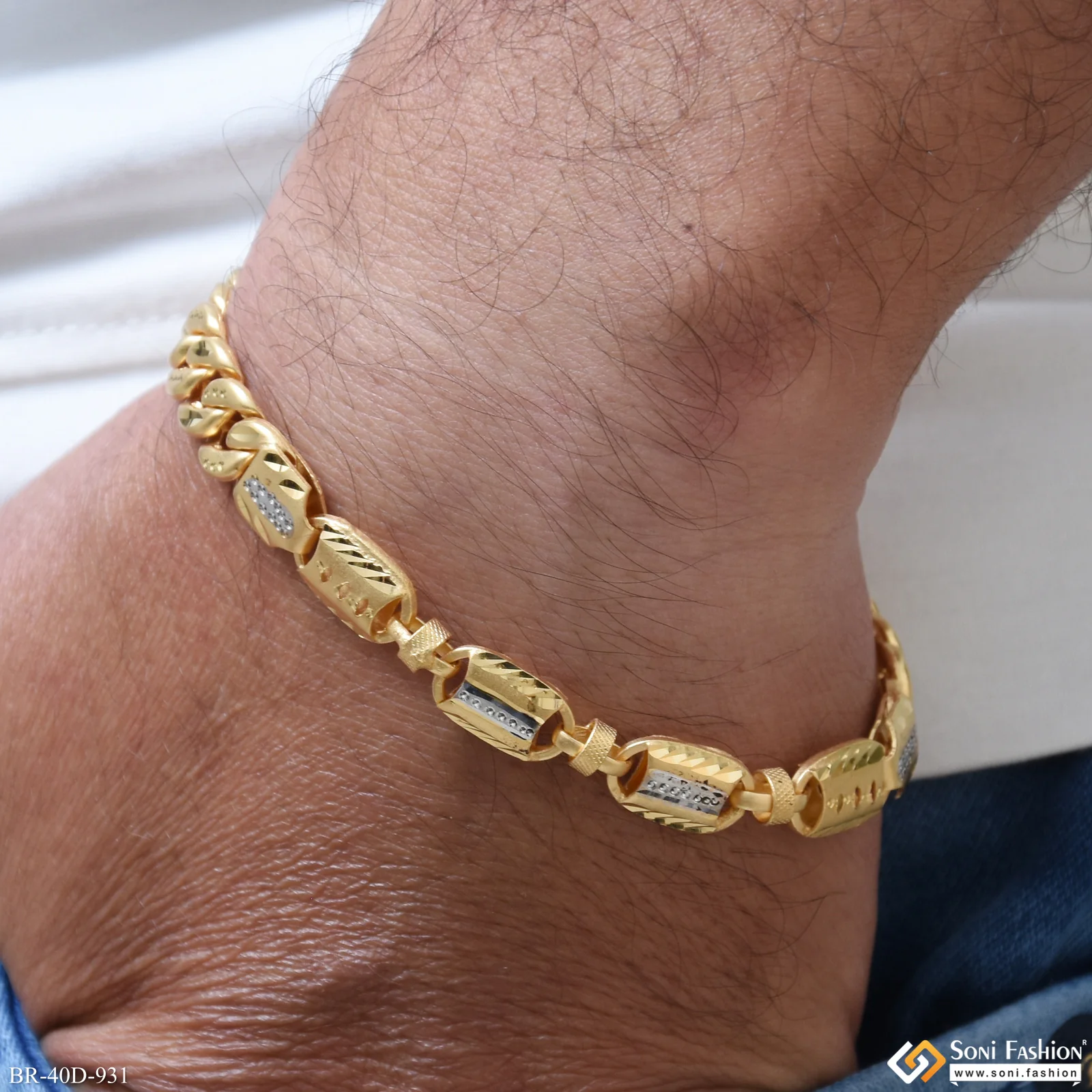 1 Gram Gold Plated Nawabi Pokal Bracelet for Men - Style D931