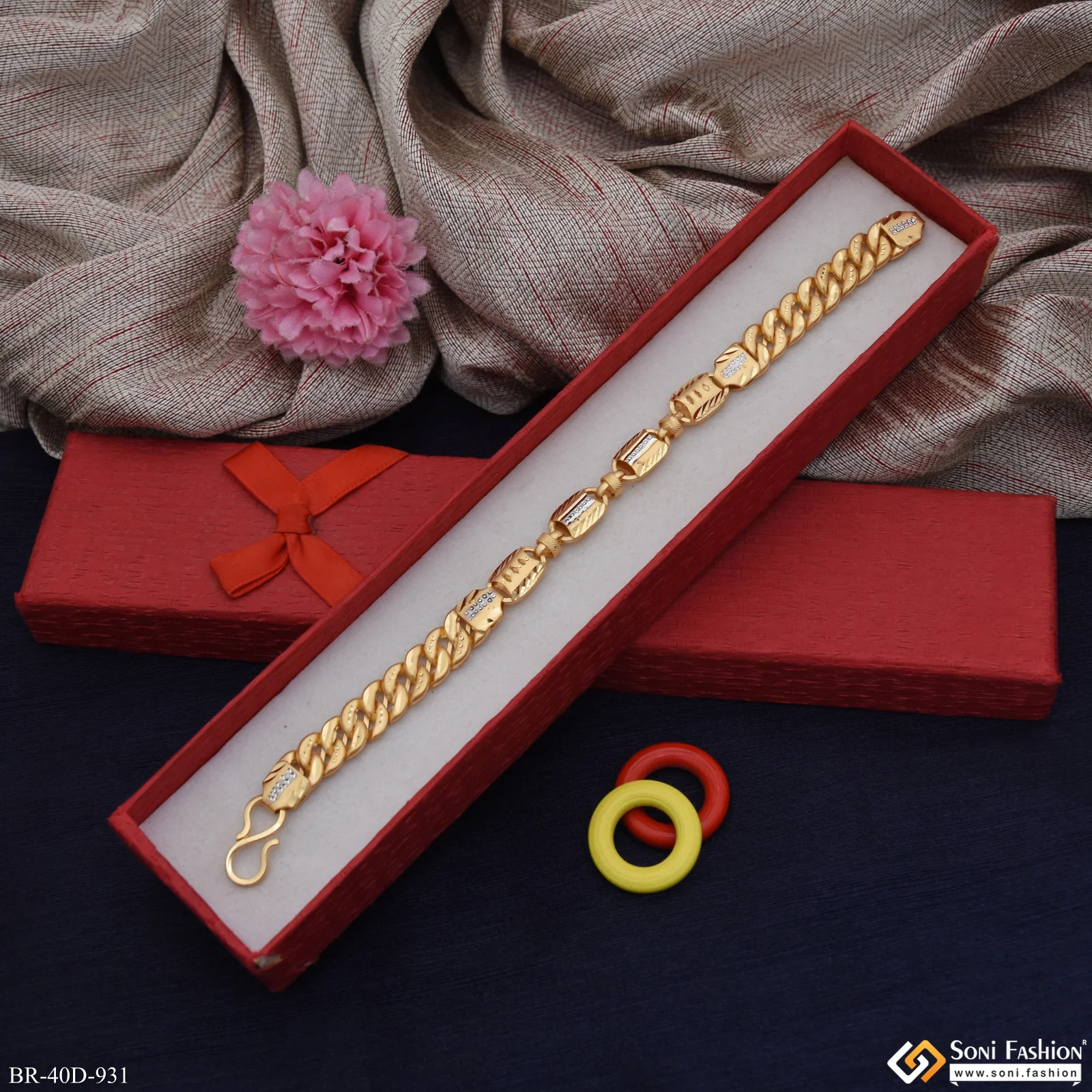 1 Gram Gold Plated Nawabi Pokal Bracelet for Men - Style D931 - Image 4