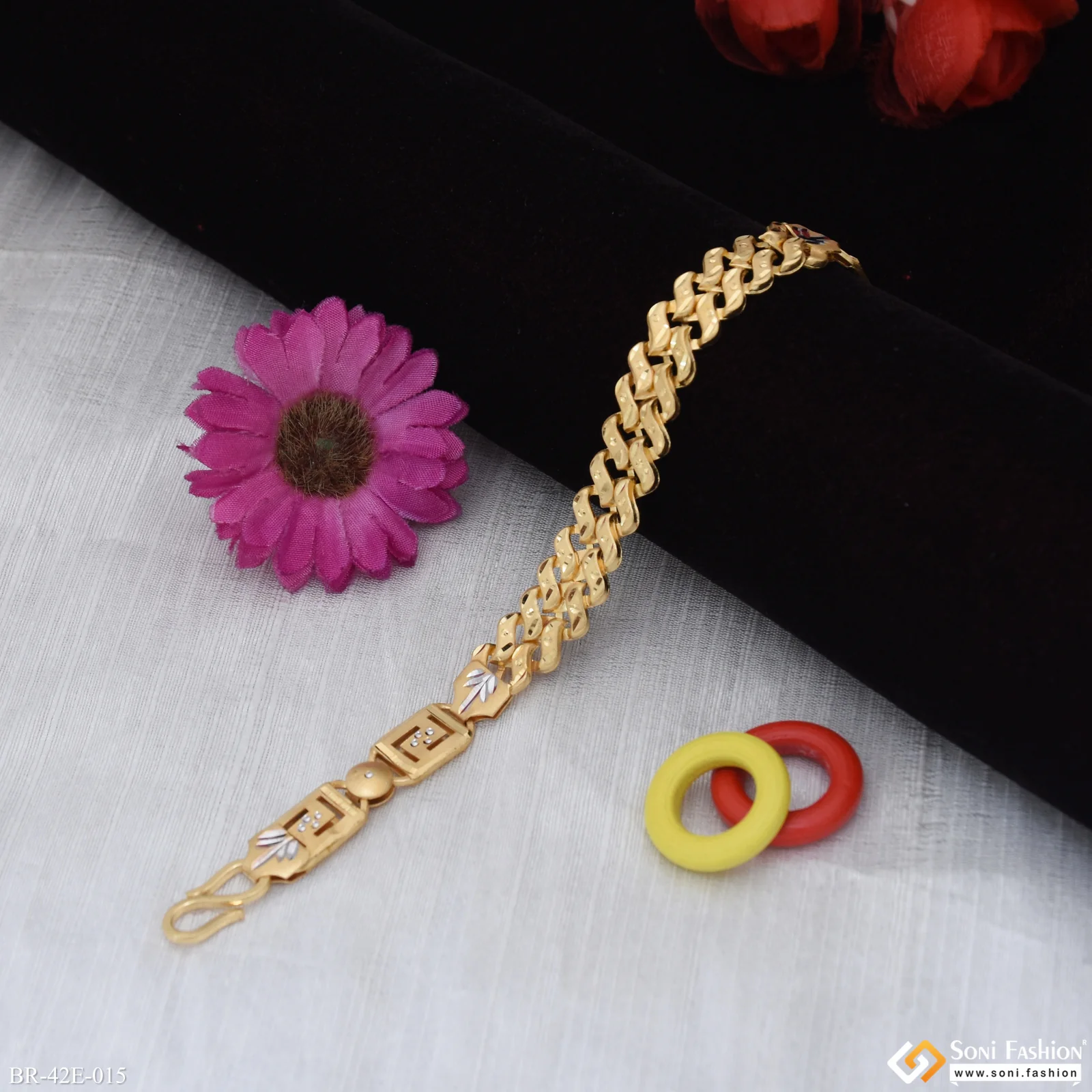 1 Gram Gold Plated Nawabi Pokal Bracelet for Men - Style E015 - Image 3