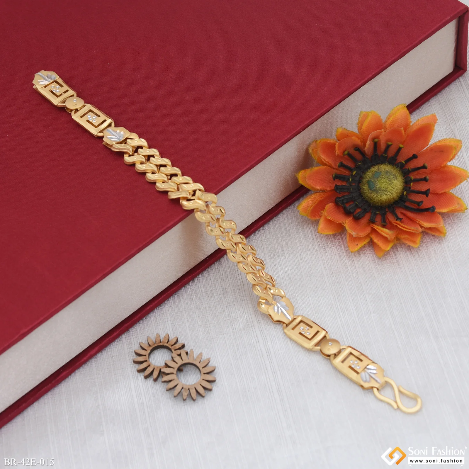 1 Gram Gold Plated Nawabi Pokal Bracelet for Men - Style E015 - Image 4