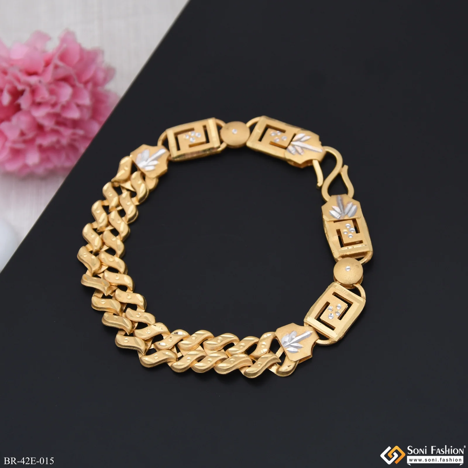 1 Gram Gold Plated Nawabi Pokal Bracelet for Men - Style E015 - Image 6