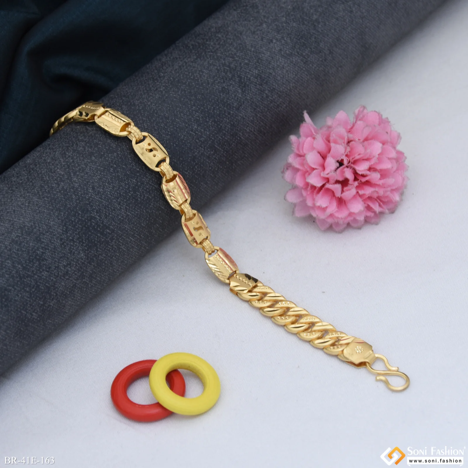 1 Gram Gold Plated Nawabi Pokal Bracelet for Men - Style E163 - Image 4