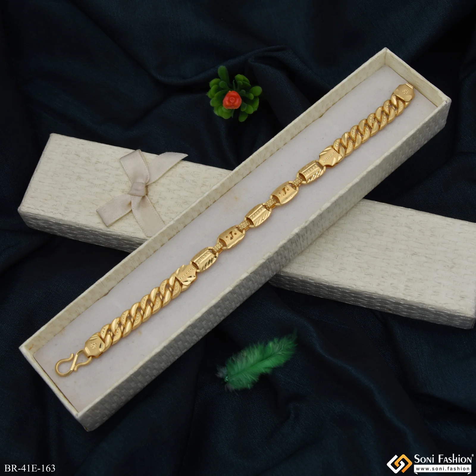 1 Gram Gold Plated Nawabi Pokal Bracelet for Men - Style E163 - Image 6
