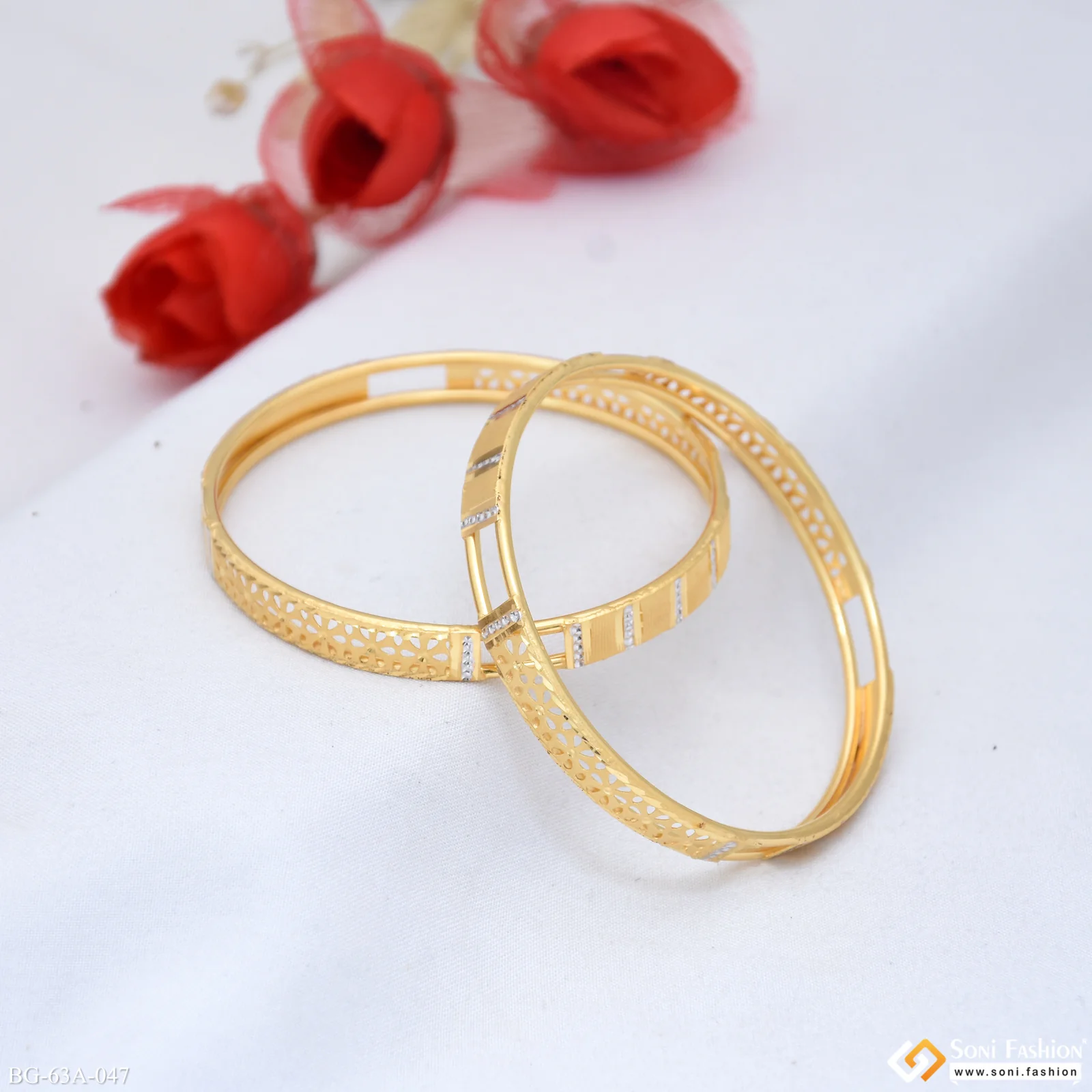 1 Gram Gold Plated New Style Bangles for Ladies - Style A047 - Image 2