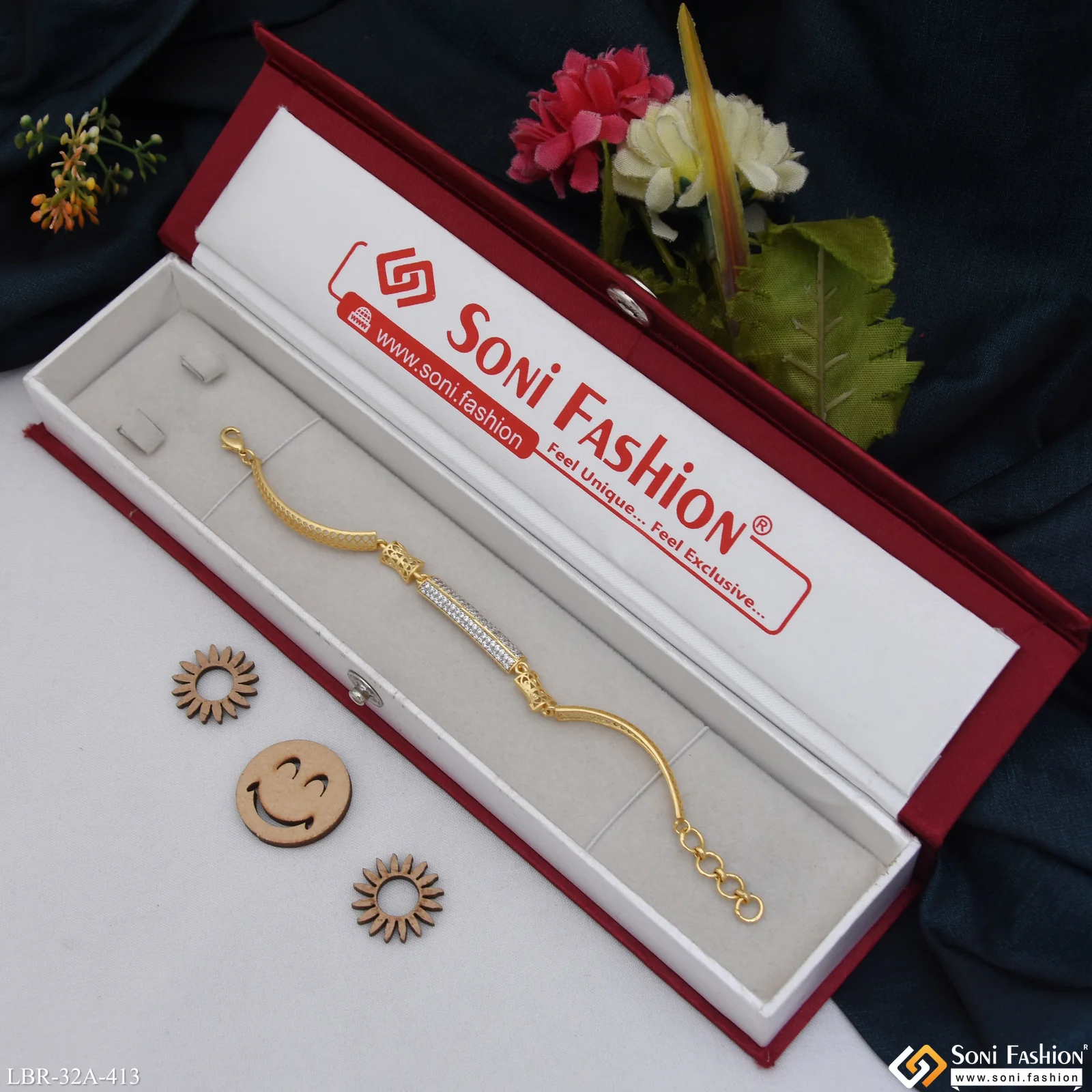 1 Gram Gold Plated New Style Bracelet for Ladies - Style A413 - Image 2