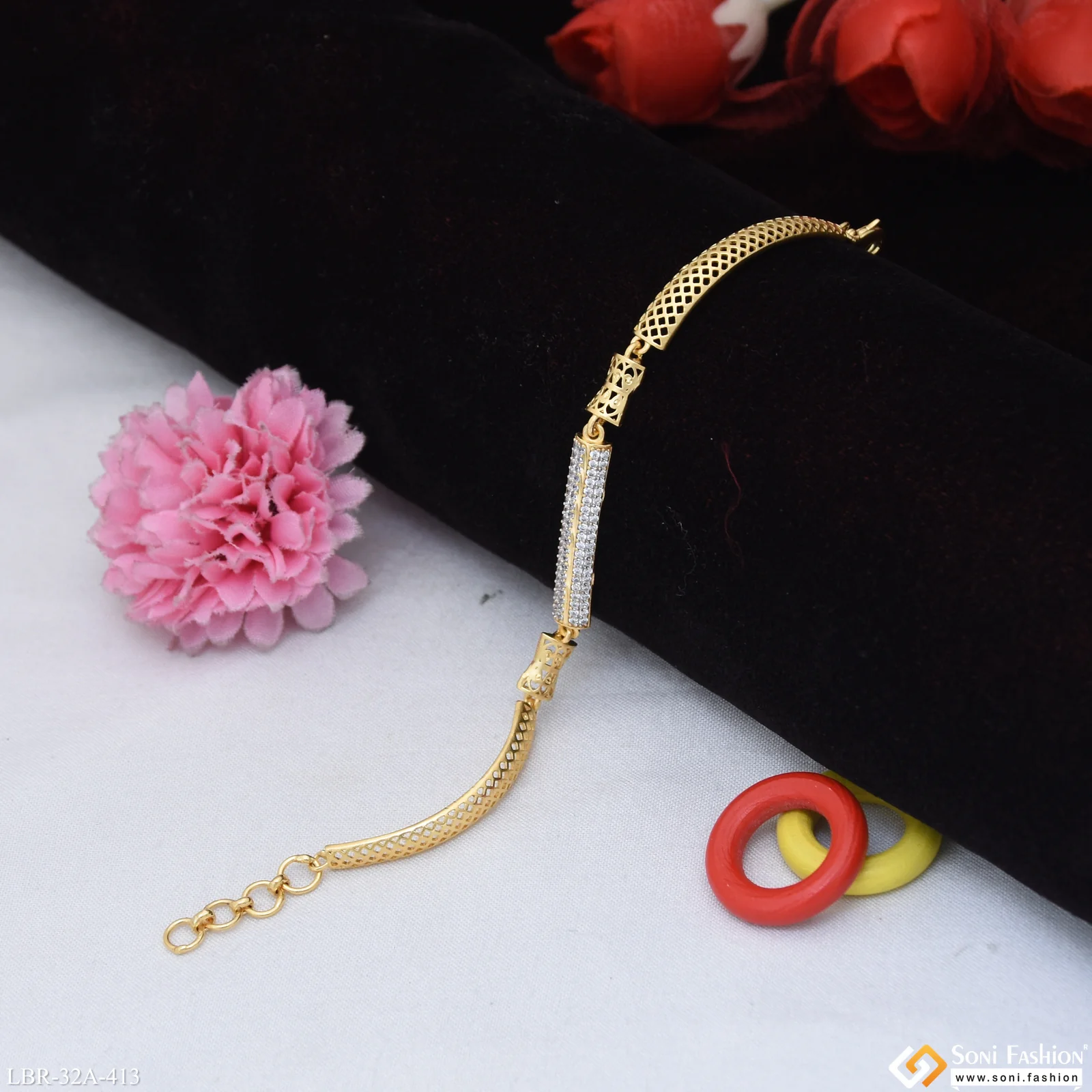 1 Gram Gold Plated New Style Bracelet for Ladies - Style A413 - Image 3