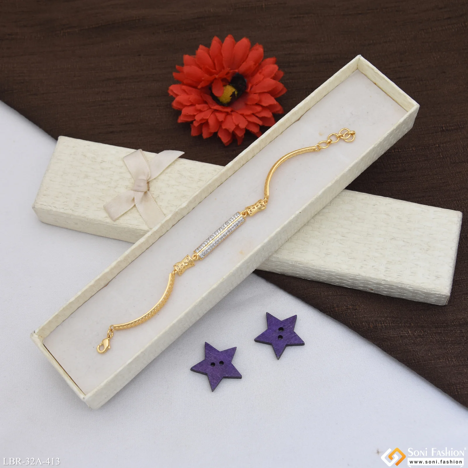 1 Gram Gold Plated New Style Bracelet for Ladies - Style A413 - Image 5