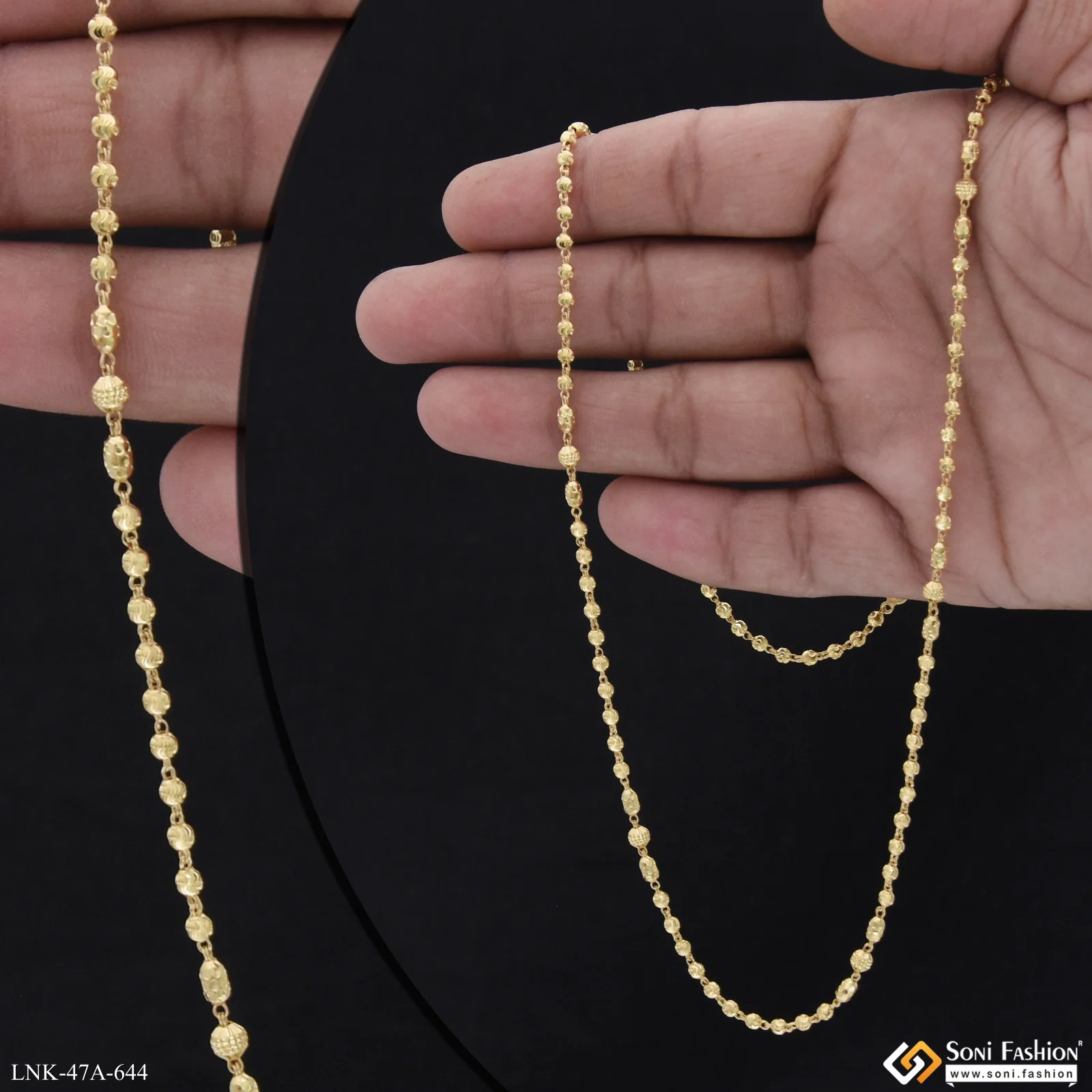 1 Gram Gold Plated New Style Brass Beaded Mala for Women - Style A644 - Image 2