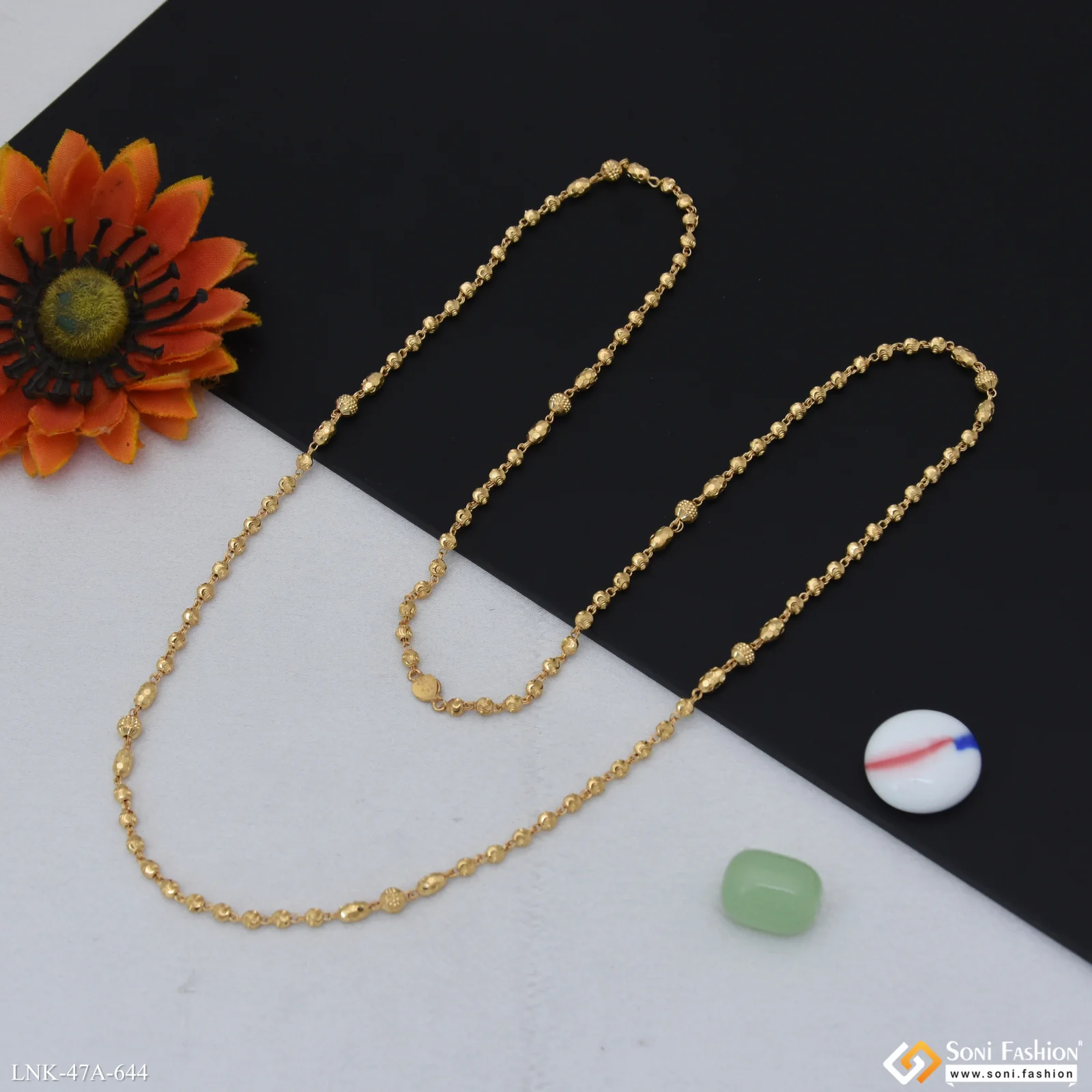 1 Gram Gold Plated New Style Brass Beaded Mala for Women - Style A644 - Image 4