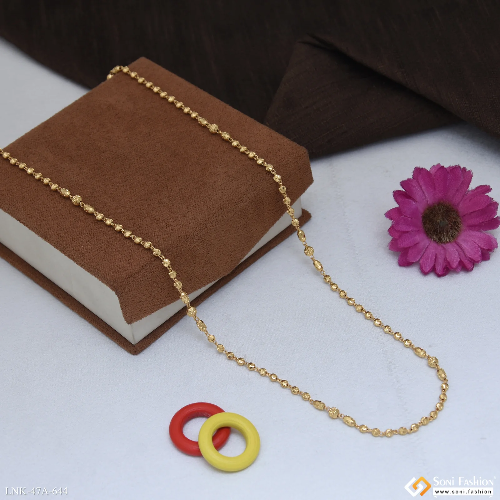 1 Gram Gold Plated New Style Brass Beaded Mala for Women - Style A644 - Image 5