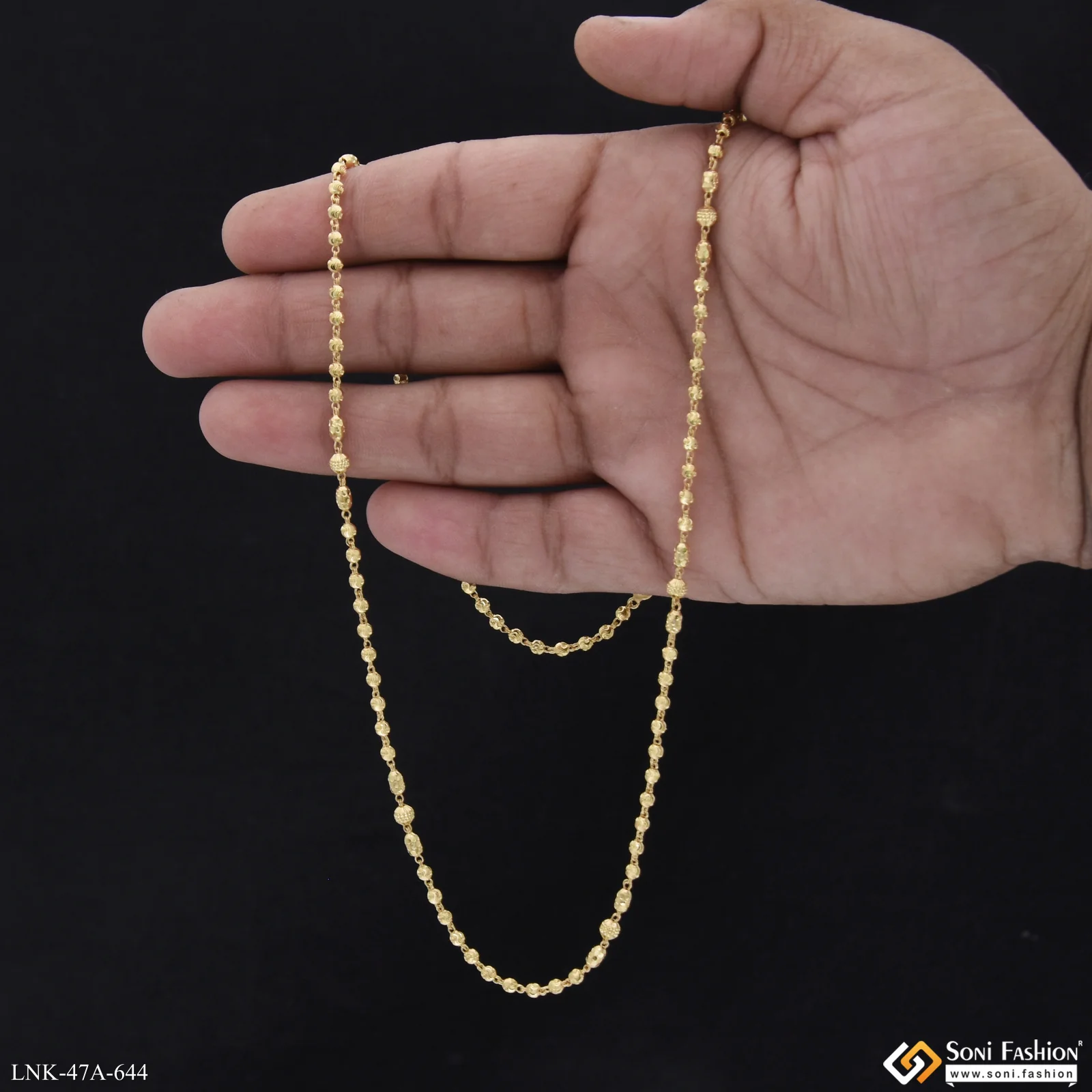 1 Gram Gold Plated New Style Brass Beaded Mala for Women - Style A644 - Image 7