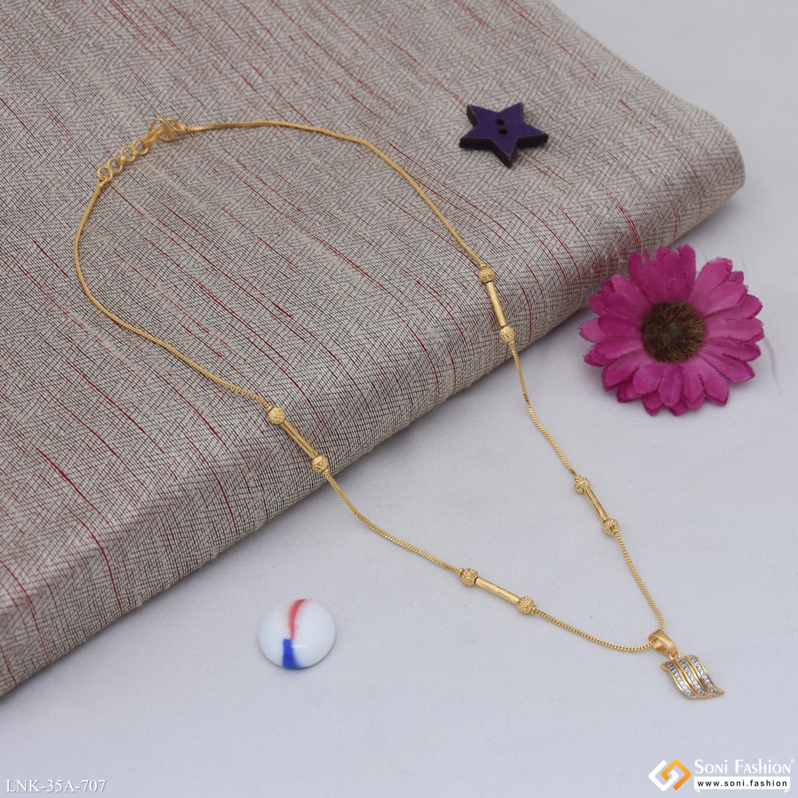 1 Gram Gold Plated New Style Chain pendant for Ladies - Style A707 - Image 5