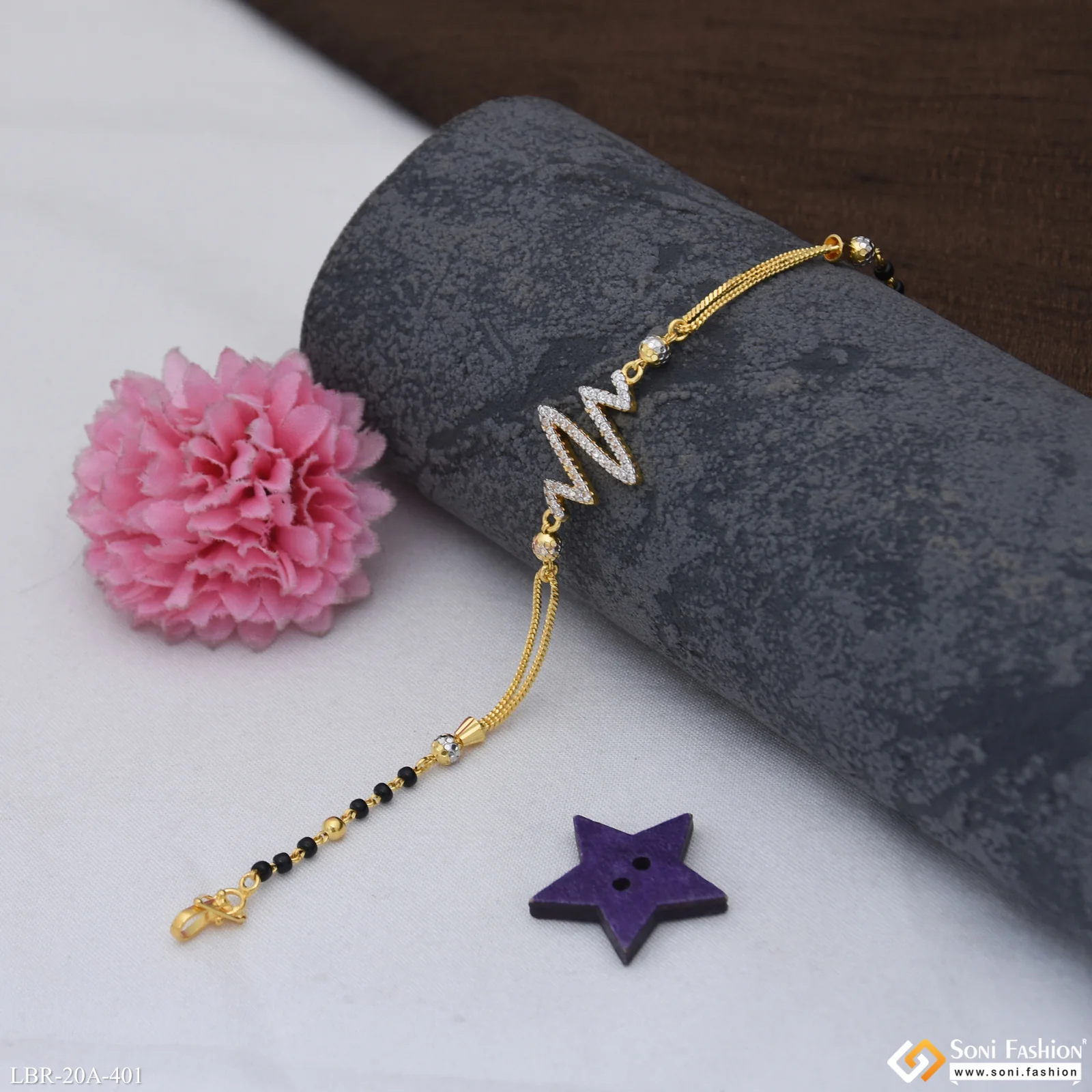 1 Gram Gold Plated New Style Mangalsutra Bracelet for Women - Style A401 - Image 3