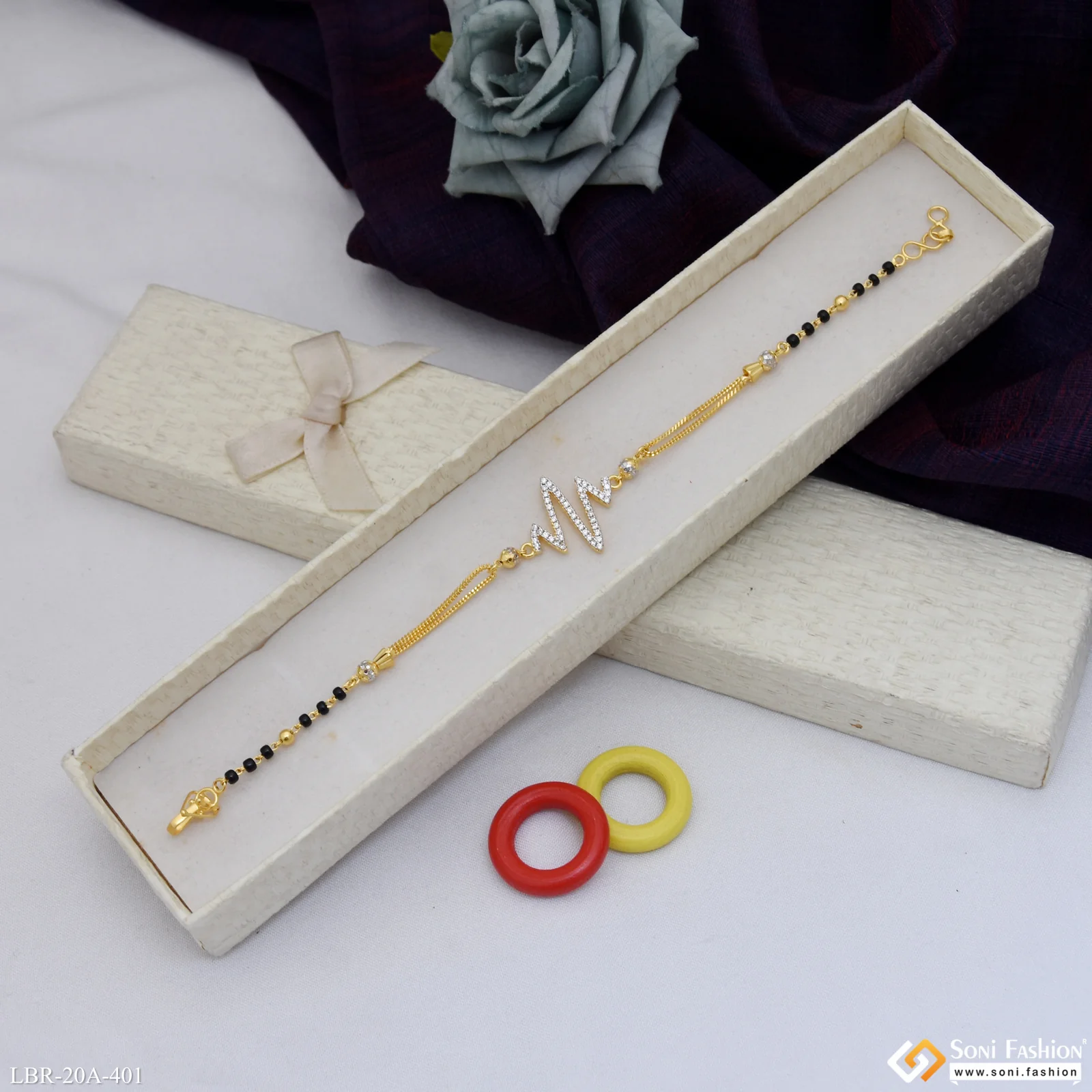 1 Gram Gold Plated New Style Mangalsutra Bracelet for Women - Style A401 - Image 4