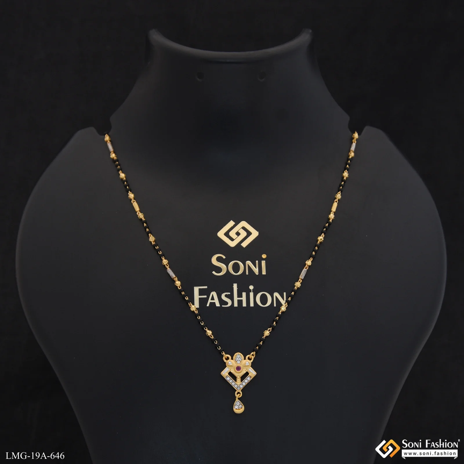 1 Gram Gold Plated New Style Mangalsutra for Women - Style A646