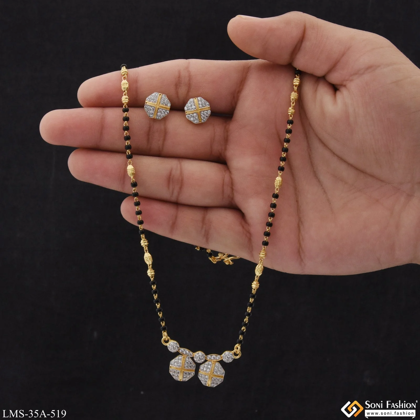 1 Gram Gold Plated New Style Mangalsutra Set for Women - Style A519 - Image 3