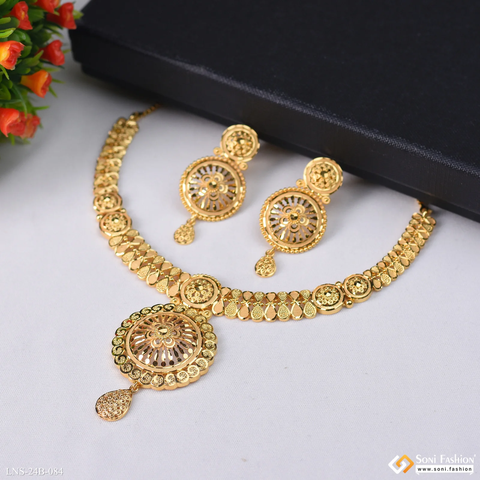 1 Gram Gold Plated New Style Necklace Set for Women - Style B084 - Image 3