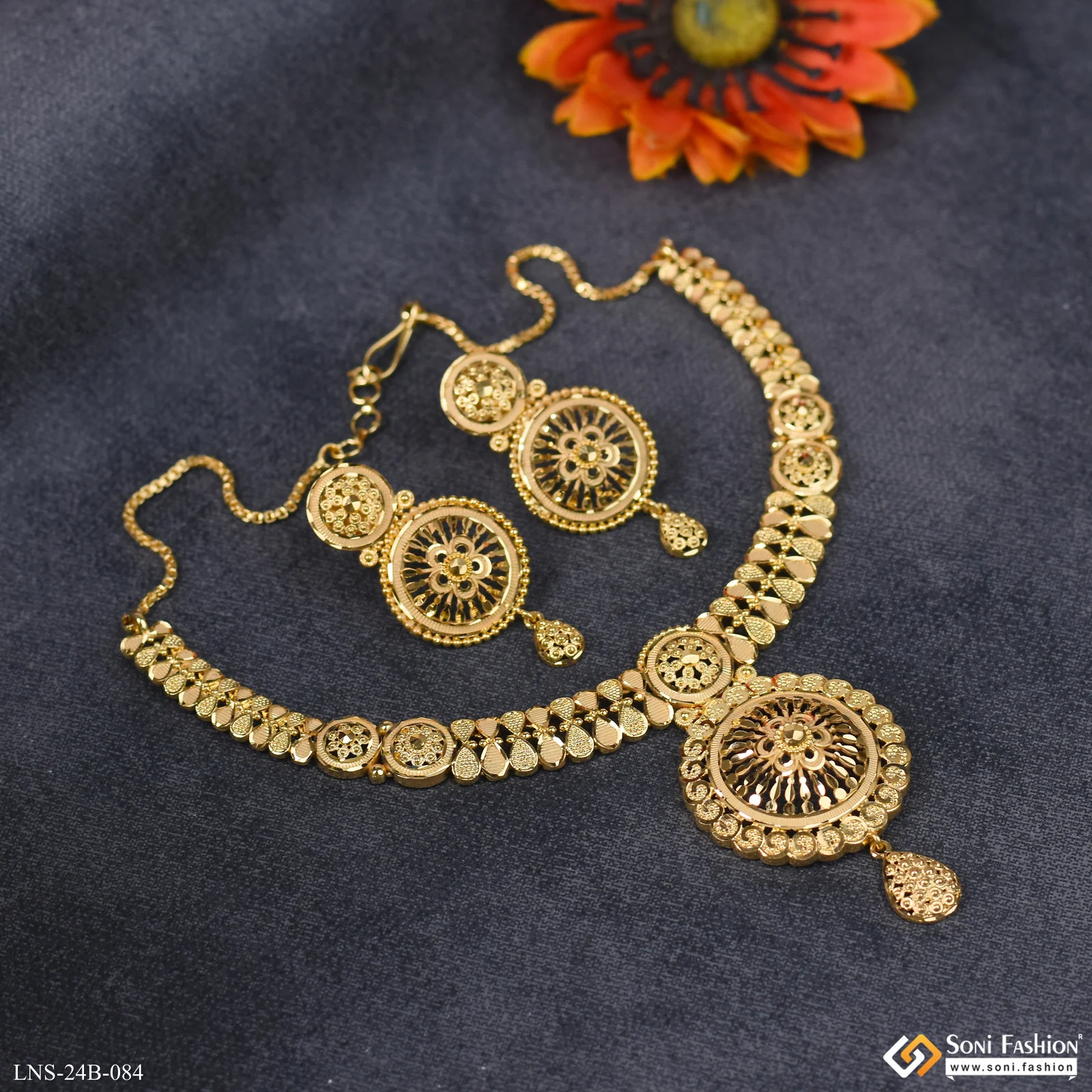 1 Gram Gold Plated New Style Necklace Set for Women - Style B084 - Image 4