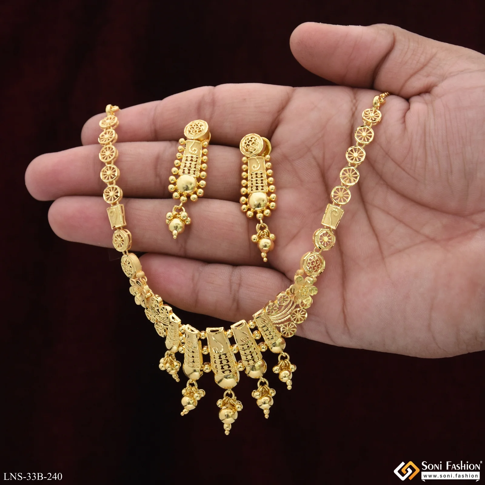 1 Gram Gold Plated New Style Necklace Set for Women - Style B240 - Image 3