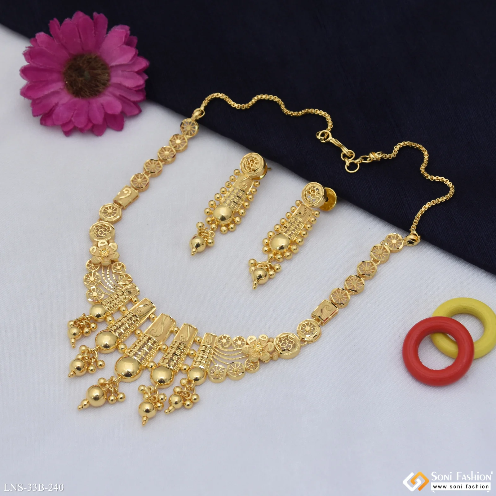 1 Gram Gold Plated New Style Necklace Set for Women - Style B240 - Image 4