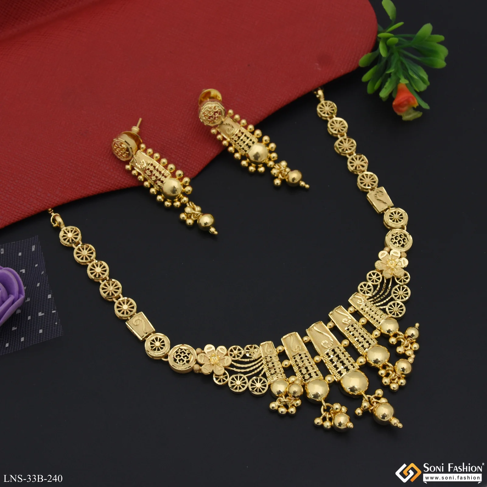 1 Gram Gold Plated New Style Necklace Set for Women - Style B240 - Image 5