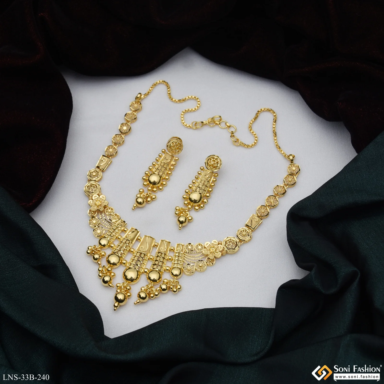 1 Gram Gold Plated New Style Necklace Set for Women - Style B240 - Image 6