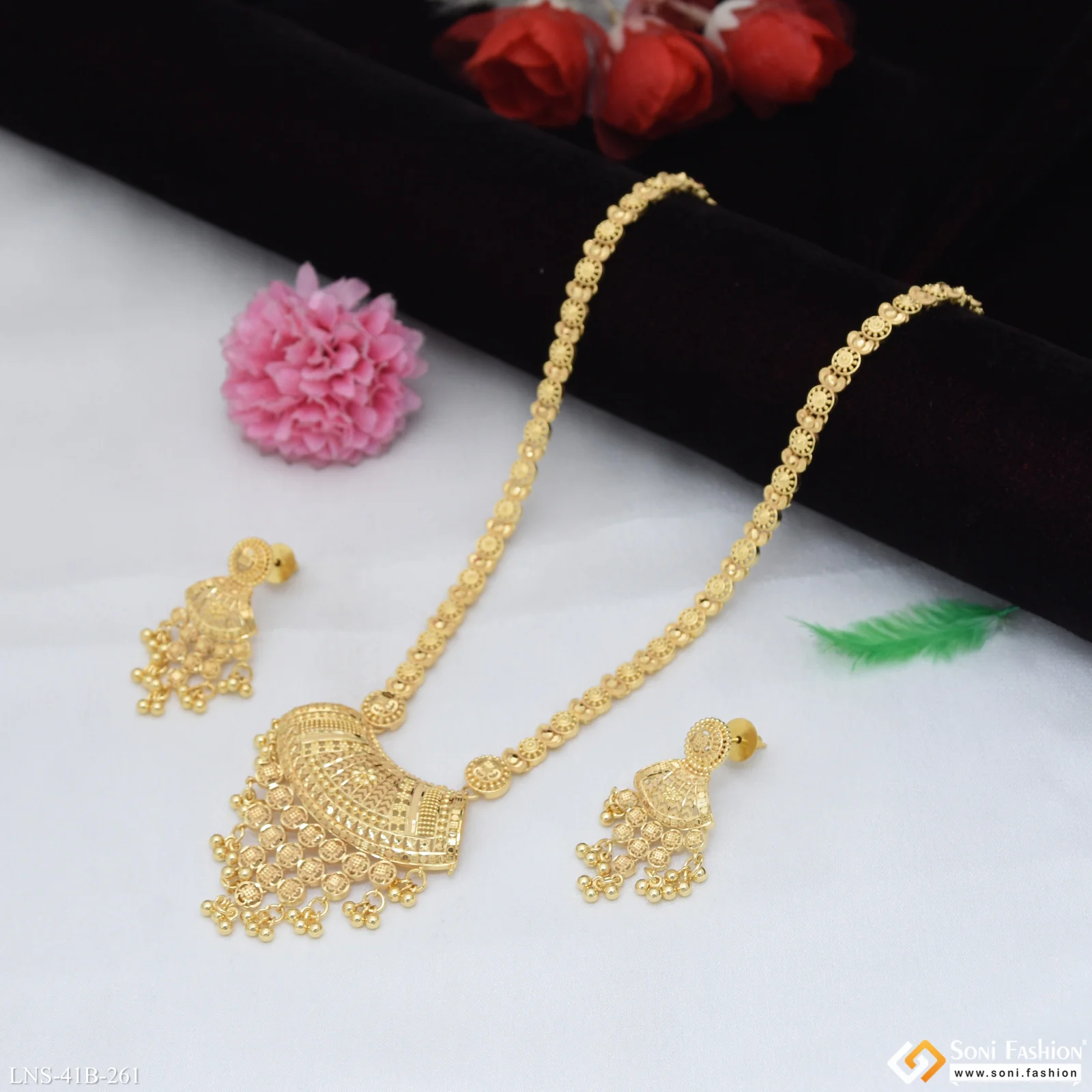 1 Gram Gold Plated New Style Necklace Set for Women - Style B261 - Image 3