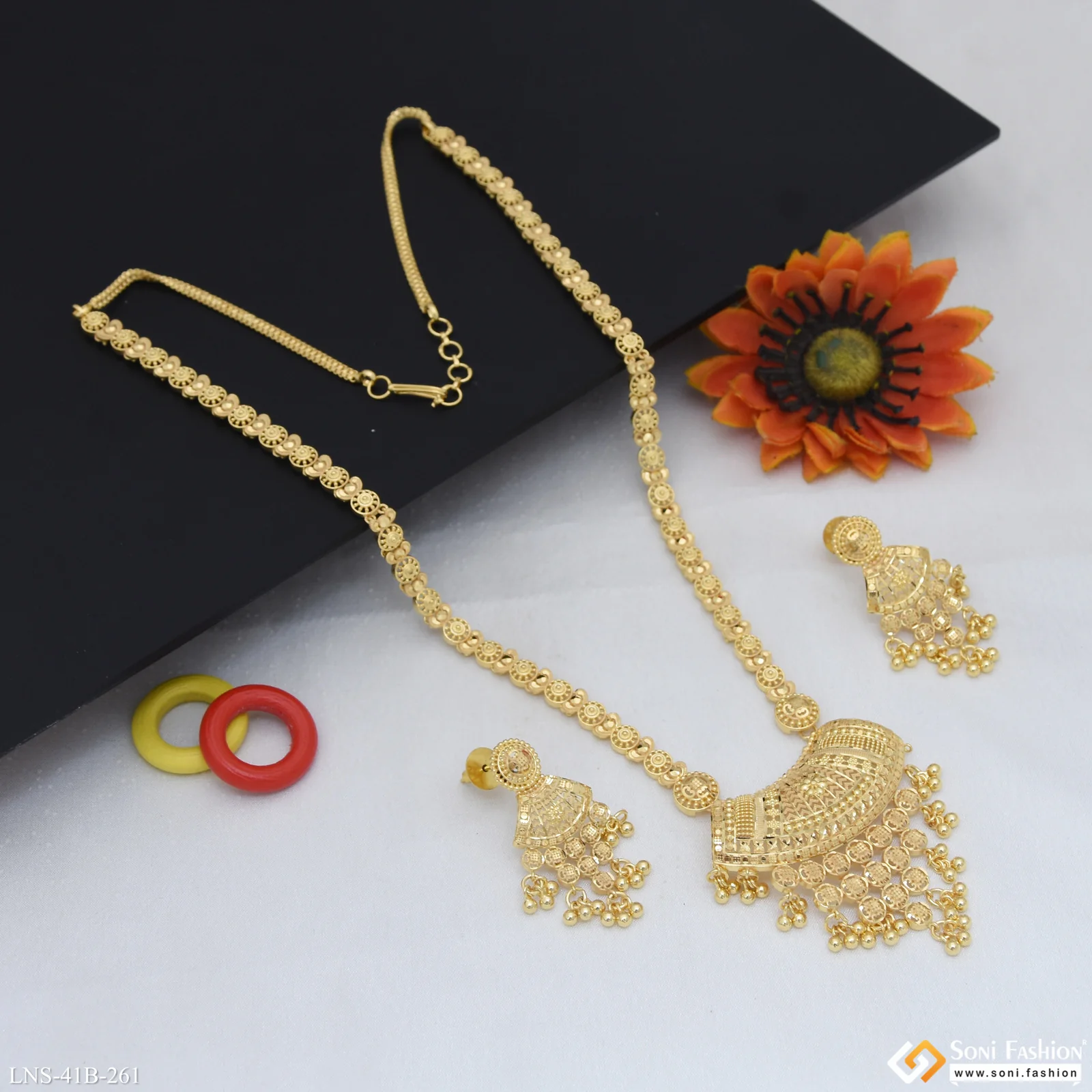 1 Gram Gold Plated New Style Necklace Set for Women - Style B261 - Image 4