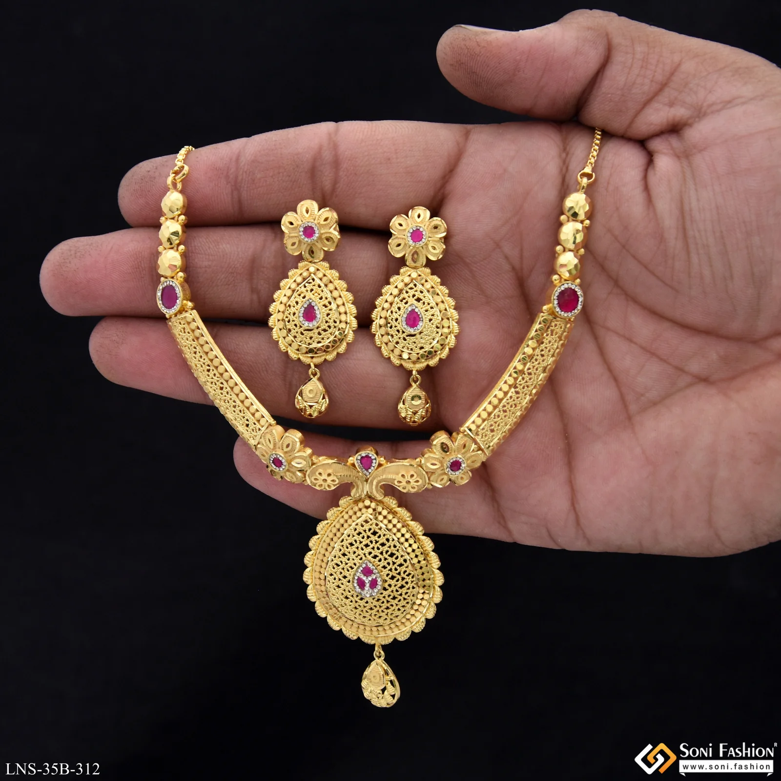 1 Gram Gold Plated New Style Necklace Set for Women - Style B312 - Image 2