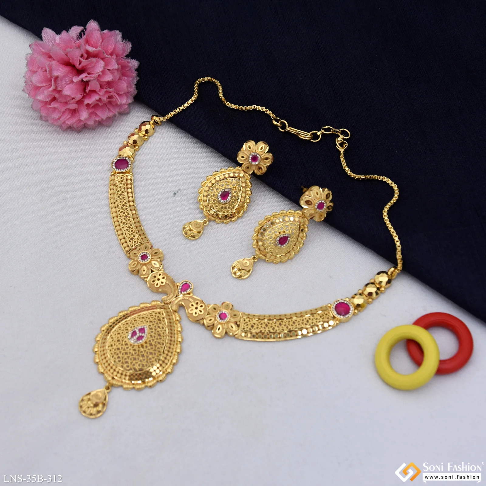 1 Gram Gold Plated New Style Necklace Set for Women - Style B312 - Image 3