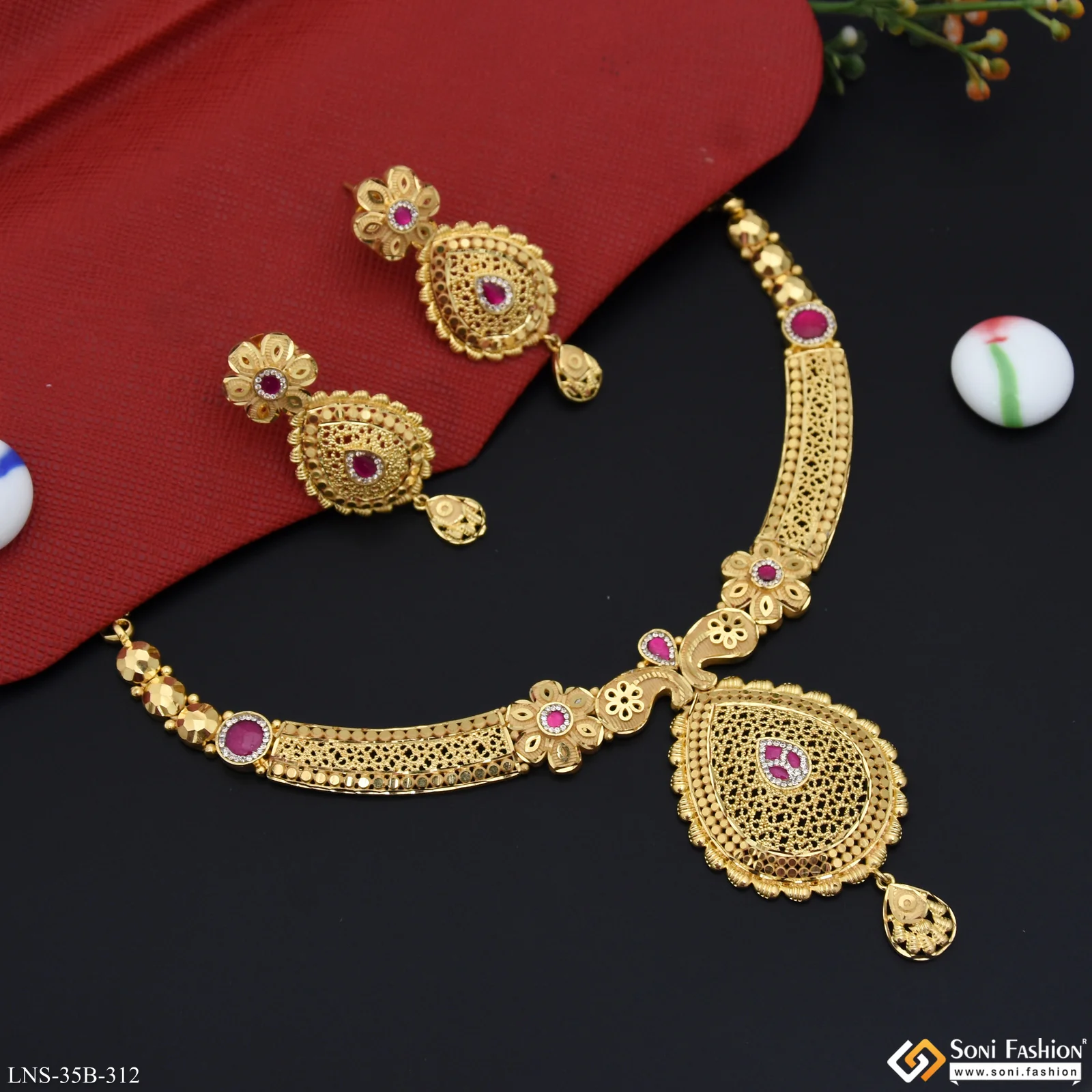 1 Gram Gold Plated New Style Necklace Set for Women - Style B312 - Image 4