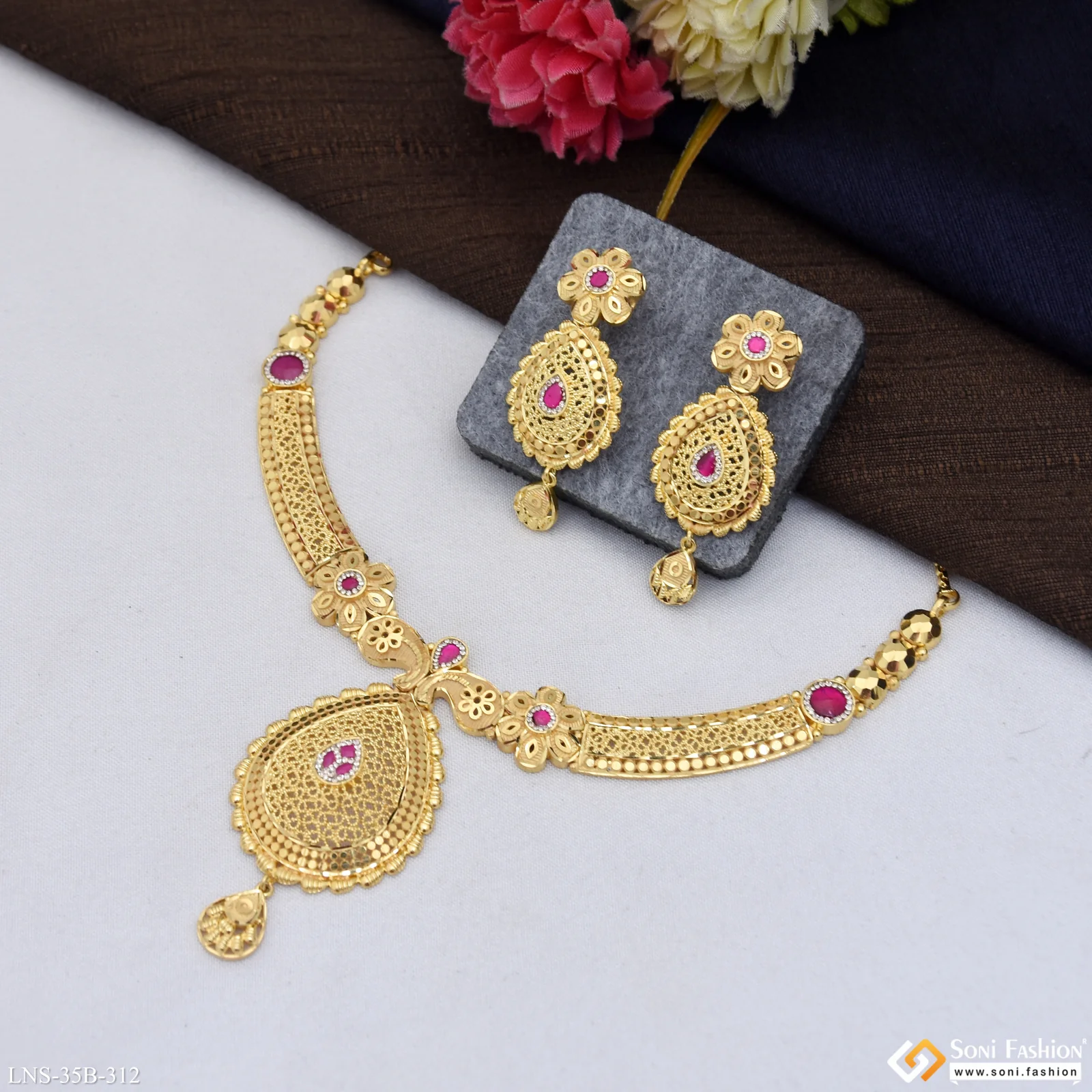 1 Gram Gold Plated New Style Necklace Set for Women - Style B312 - Image 5