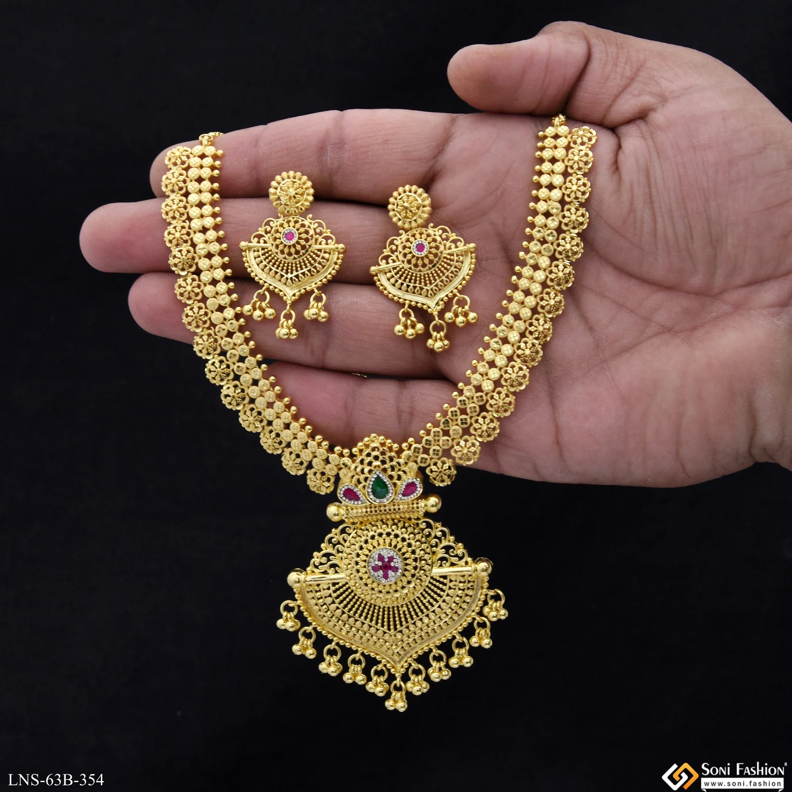 1 Gram Gold Plated New Style Necklace Set for Women - Style B354 - Image 2