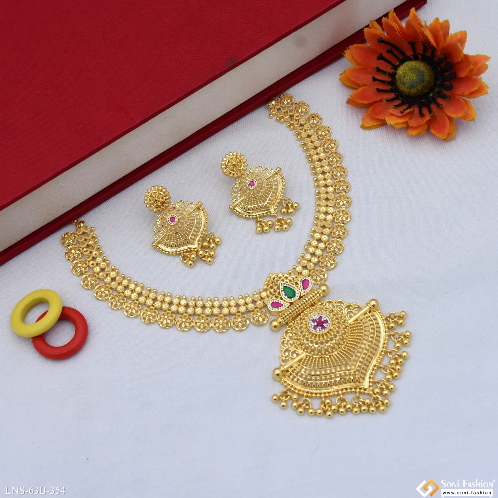 1 Gram Gold Plated New Style Necklace Set for Women - Style B354 - Image 4