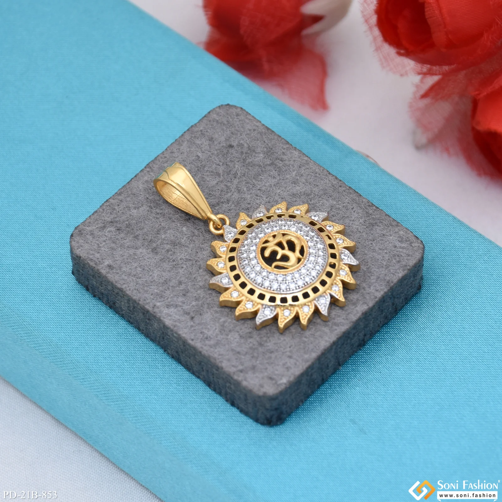 1 Gram Gold Plated Om Awesome Design Pendant for Men - Style B853 - Image 4