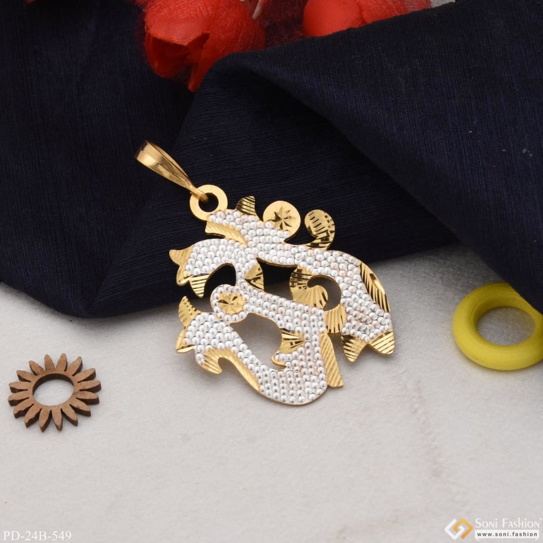 1 Gram Gold Plated Om Designer Design Best Quality Pendant For Men - Style B549 - Image 4