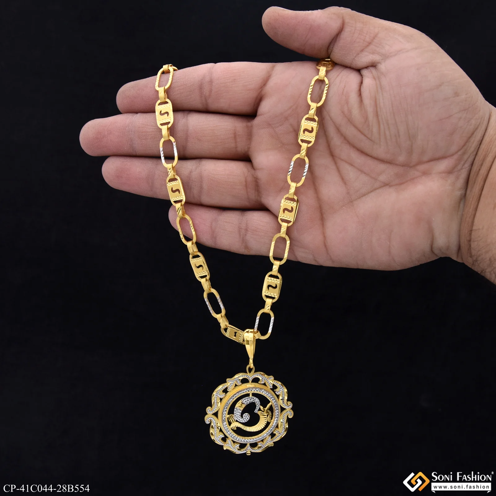 1 Gram Gold Plated Om Pendant With Chain for Men (CP-C044-B554) - Image 3
