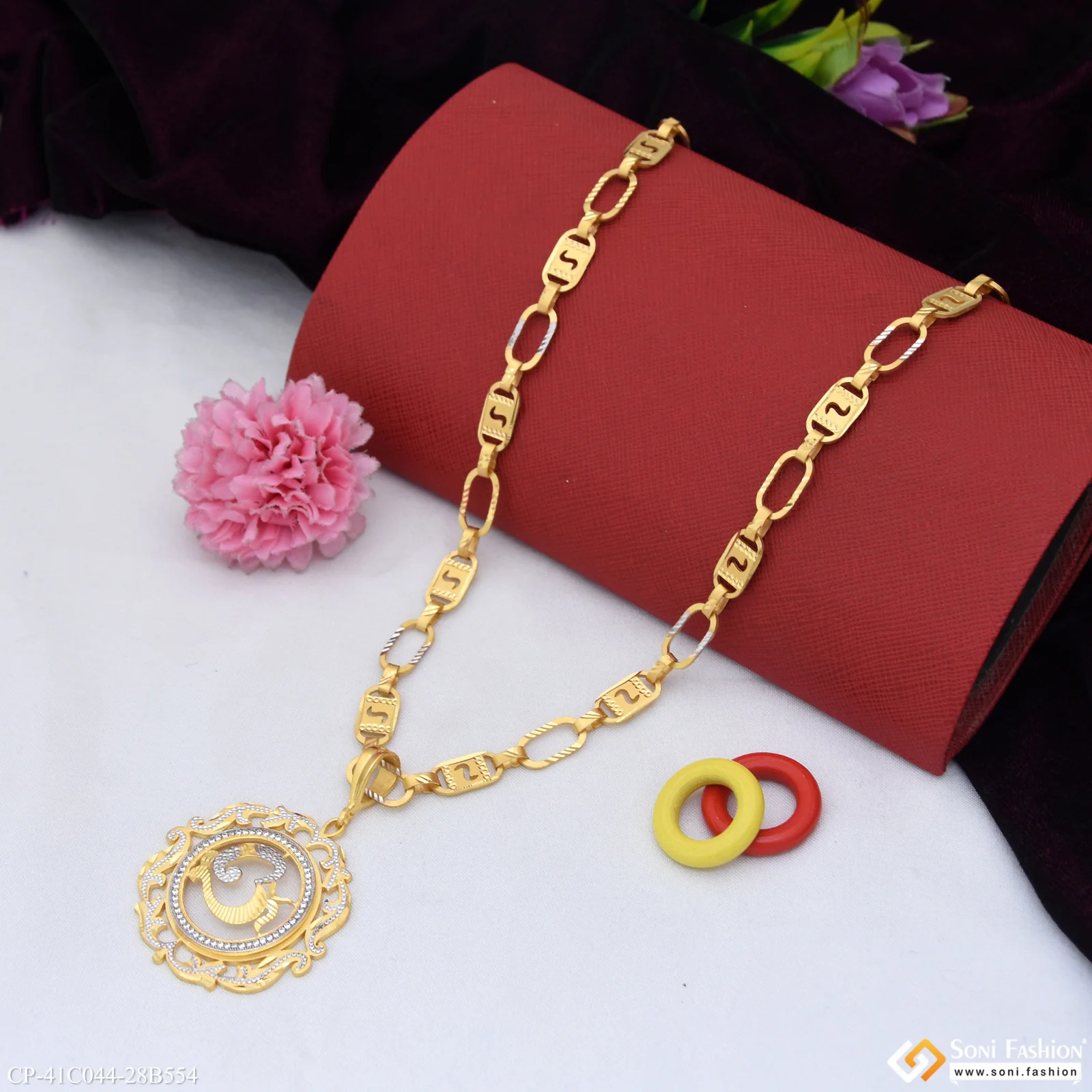 1 Gram Gold Plated Om Pendant With Chain for Men (CP-C044-B554) - Image 4